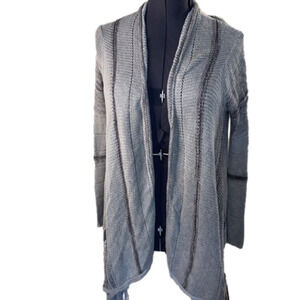 BILLABONG Women's Long Sleeve Grey Open  Cardigan Fringe Bottom (Size Small)